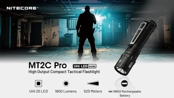 Torcia Nitecore MT2C Pro da 1800 lumen - 520 mt. Ricaricabile - immagine 6