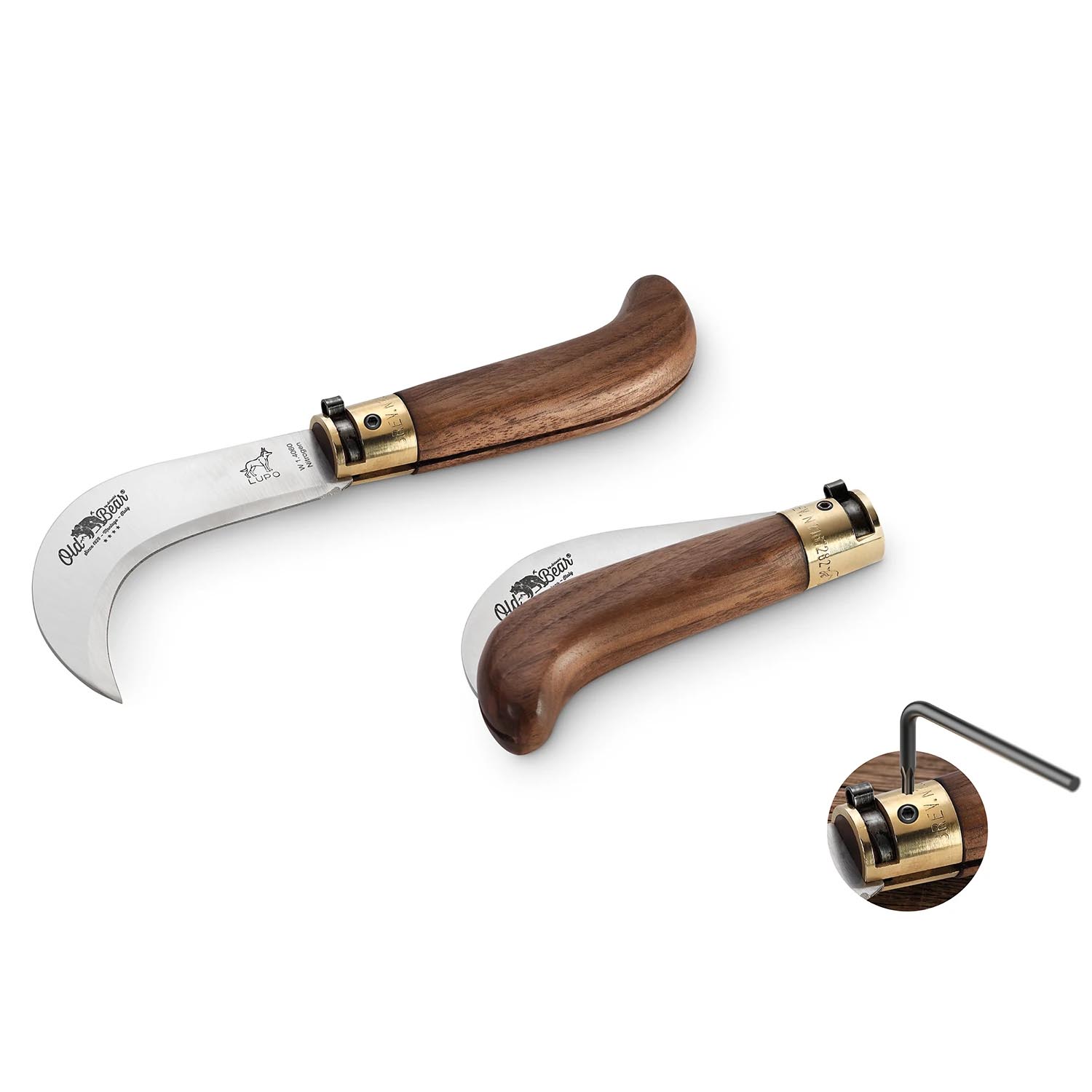 Coltello Antonini '' Old Bear'' manico Noce Americano da 17 cm punta arrotondata - immagine 2