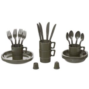 Set Piatti + posate + bicchieri Camping M.F.H.