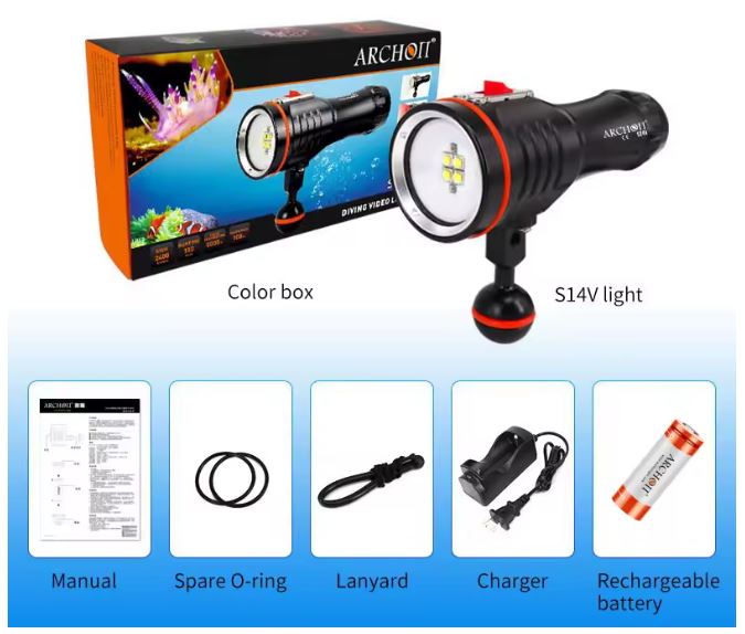 Torcia Video Archon S24V da 4000 lm + Red da 200 lm - immagine 6